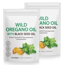 2 Pack Huile d'Origan Softgels, Origan Capsules d'huile, 165mg Carvacrol, 2 en 1 Huile de formule d'Origan avec l'huile de graines noires 200mg, Origan Capsules de supplément d'huile