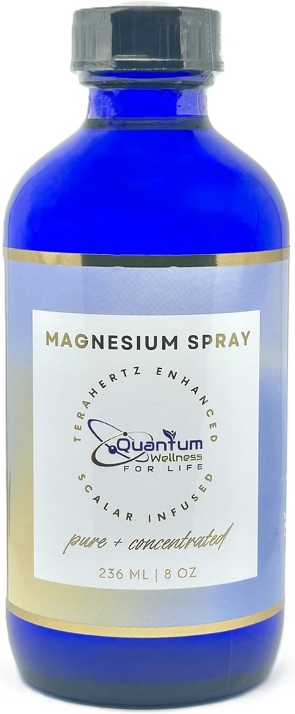 Recharge de pulvérisation de magnésium, énergie scalaire infusée, pure et biologique, fabriqué aux États-Unis, emballage en verre (8 oz de recharge)