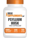 BulkSupplements.com Capsules de Psyllium Husk - Supplément de Psyllium, fibre de Psyllium Husk - Vegan & Gluten Free, 240 Capsules de Veg (paquet de 1)