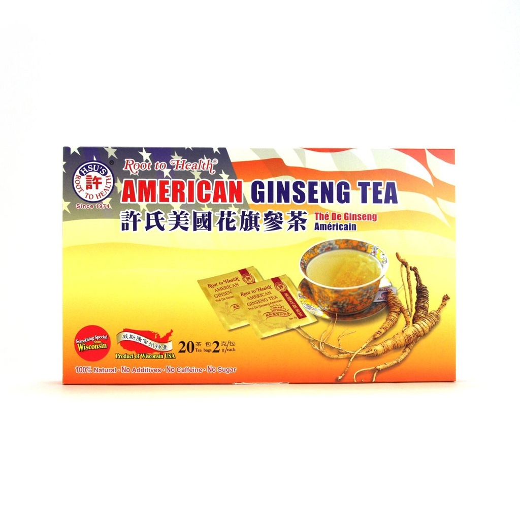Hsus SKU 1034:00 American Ginseng Tea, 20ct Box:00 Cultivated American Ginseng Tea Bag:00%