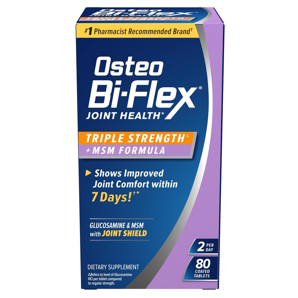 Osteo Bi-Flex Triple Strength(5) avec MSM, Supplément de santé glucosamine, Comprimés enduits, 80 Compte