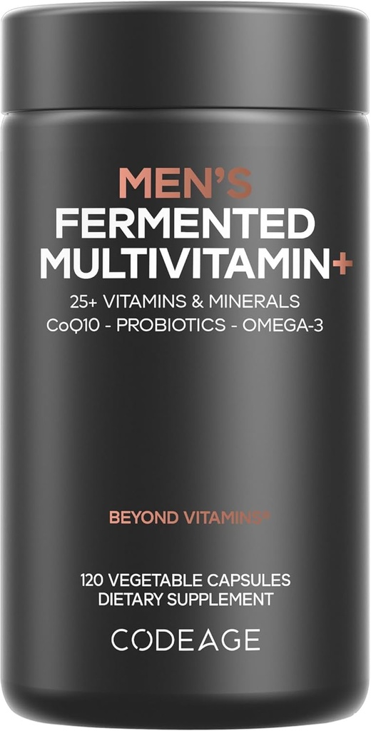 Multivitamines quotidiennes – 25+ Vitamines et minéraux essentiels, aliments organiques entiers, probiotiques, oméga-3, zinc, vitamines A, B, C, D, E et K – 120 capsules