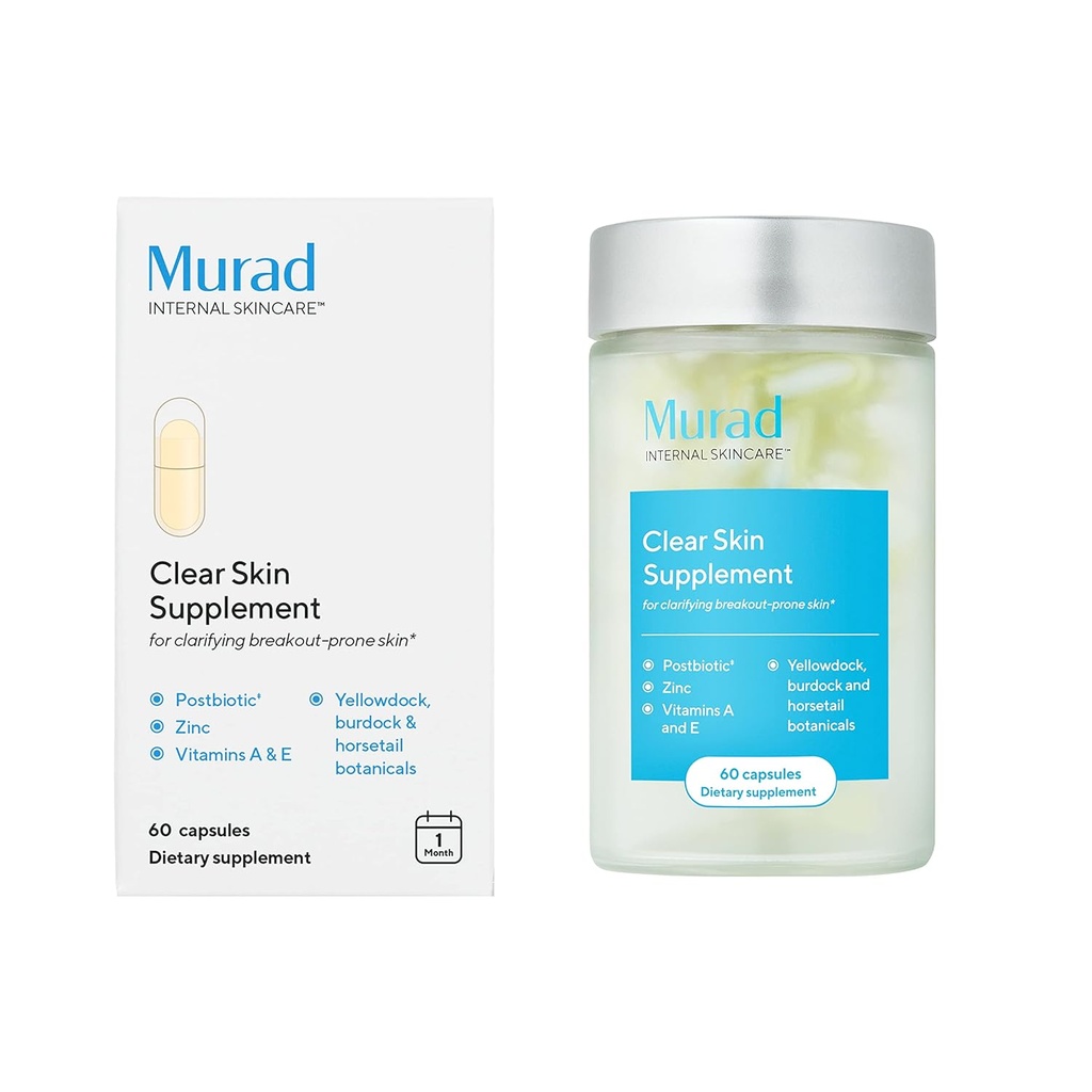 Murad Clear Skin Supplement - Suppléments pour peau acné-prone – Biotine, zinc et vitamine A Supplément beauté - Minimiser les ruptures, réduire l'inflammation et le sébum de contrôle au niveau cellulaire