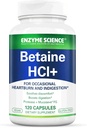 Enzyme Science Betaine HCl avec Pepsin - Supplément pour faible acide stomach - Supplément chlorhydrate de bétaine - Enzymes digestifs - Enzimas Digestivas - 120 Capsules