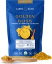 Earth Echo Golden Bliss, mélange d'élixir de crème curcuma biologique avec racine d'Ashwagandha, huile MCT et mélange de 4 champignons pour le sommeil reposant, le soutien immunitaire et réduit la rage, sans lait, 30 portions