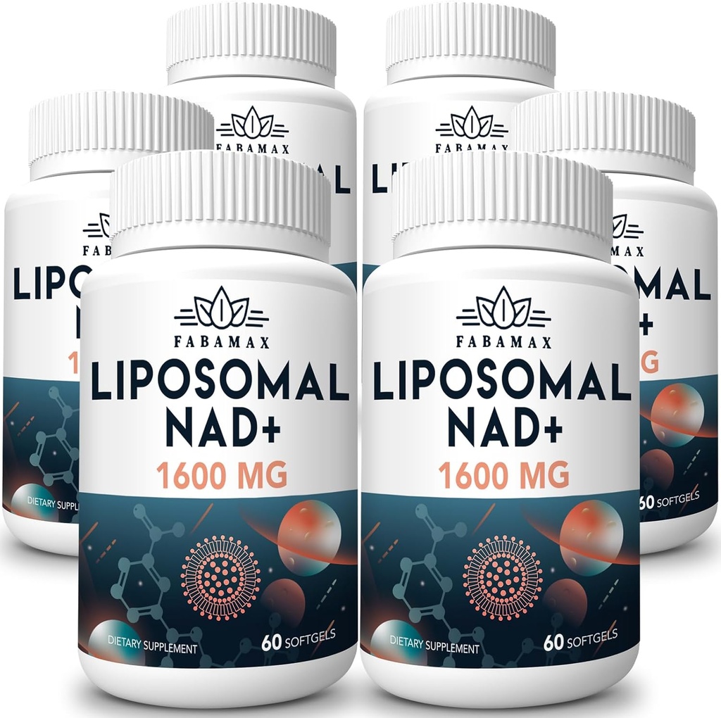 1600 mg Supplément NAD liposomique, Supplément NAD+ pur à 98%, Absorption supérieure, Alternative au riboside de nicotinamide ou NADH pour stimuler NAD+ pour la défense du vieillissement, énergie, longévité, 360 Softgels