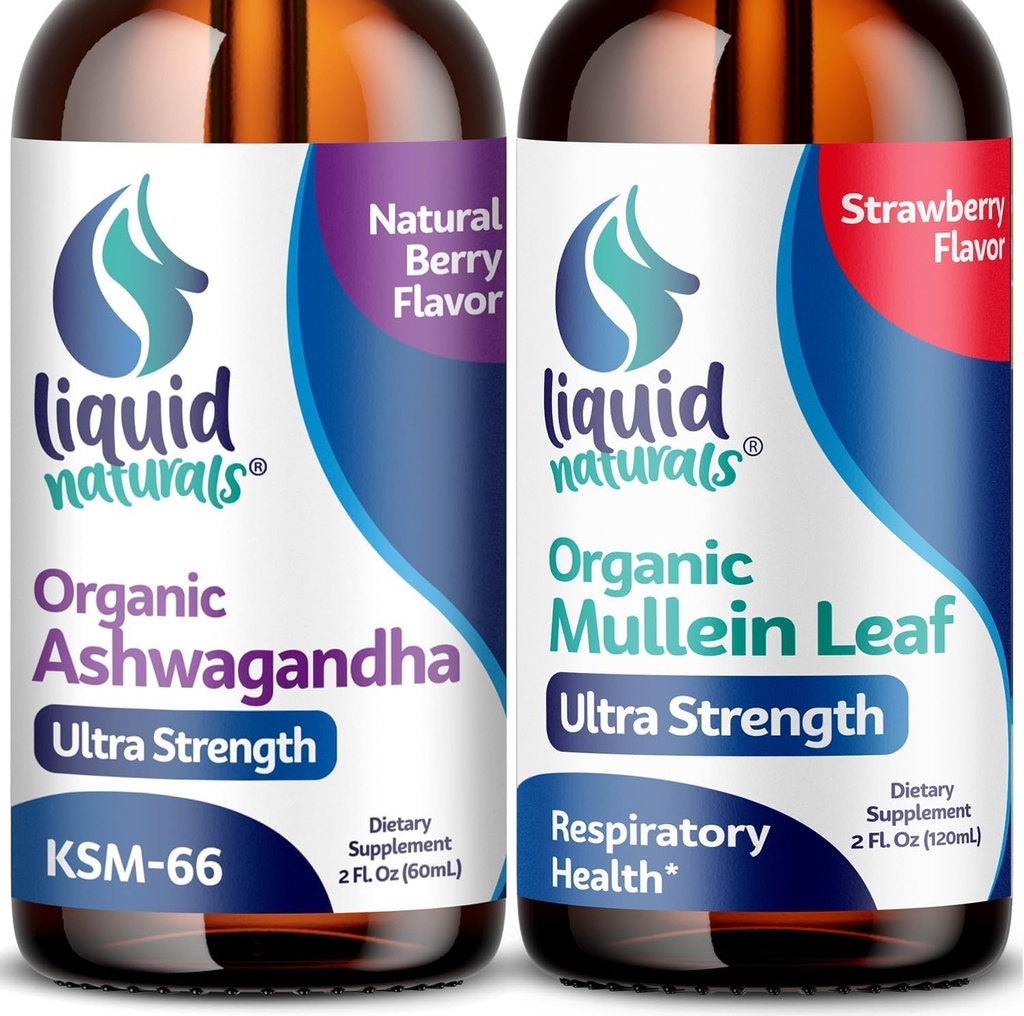 Wellness LABSRX Mullein Leaf Drops for Lungs, 2 Fl. Oz - Ashwagandha Drops 2000mg