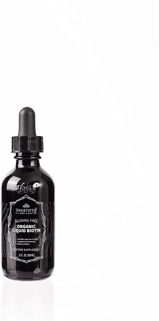 Svasthya corps et esprit gouttes biotine liquide biologique pour forte croissance des cheveux - Complexe vitamine B pour les femmes - Supplément de croissance des cheveux naturels