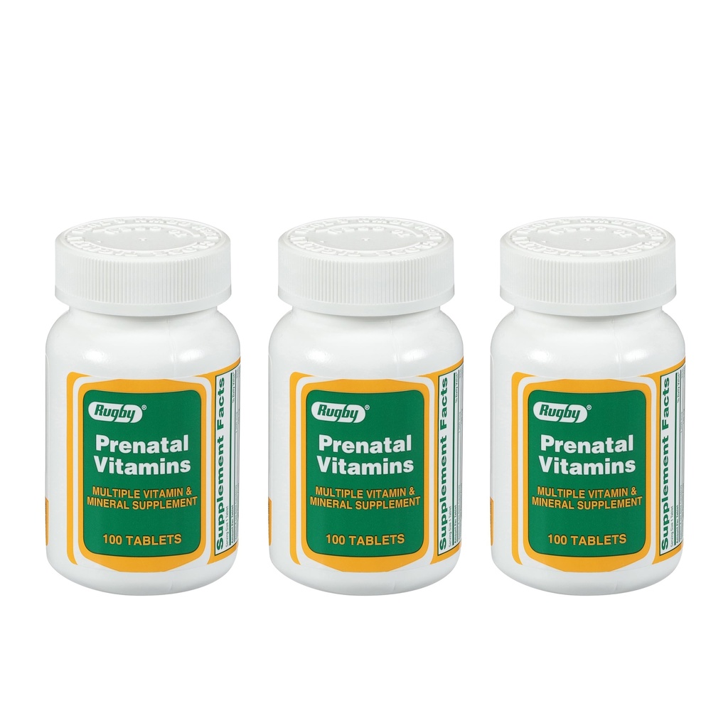 Rugby Vitamines prénatales - Supplément multivitamines et minéraux - 100 comprimés (3 paquets)
