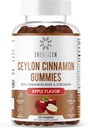 Cinnamon + Gommies de chrome - 120 Gommies végétaliens - Douleur articulaire et soutien de santé cérébrale, sans sucre, riche antioxydant, sans OGM, supplément sans gluten, saveur naturelle de pomme