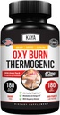 Kaya Naturals Oxy Burn - Formule à base de plantes thermogéniques pour une vie active – Sans OGM et sans gluten – 180 Nombre
