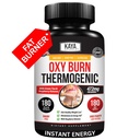 Kaya Naturals Oxy Burn - Formule à base de plantes thermogéniques pour une vie active – Sans OGM et sans gluten – 180 Nombre