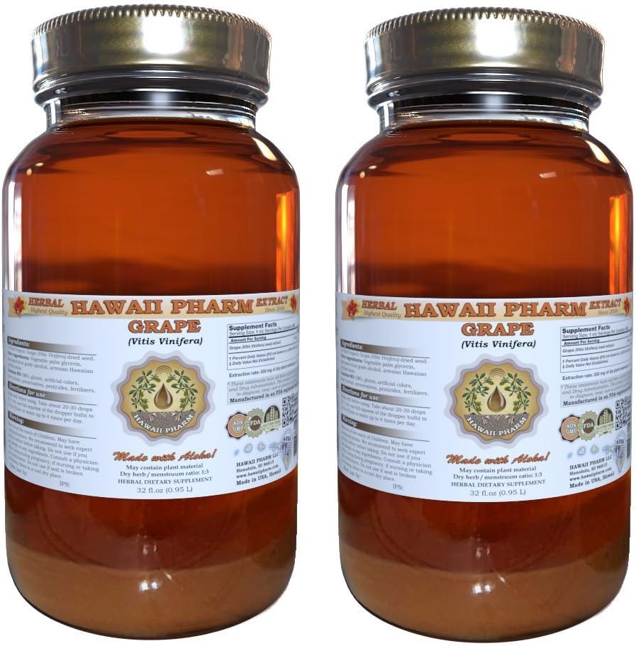 Extrait liquide de raisin, supplément de teinture de graines (Vitis Vinifera) 2x32 oz non filtré