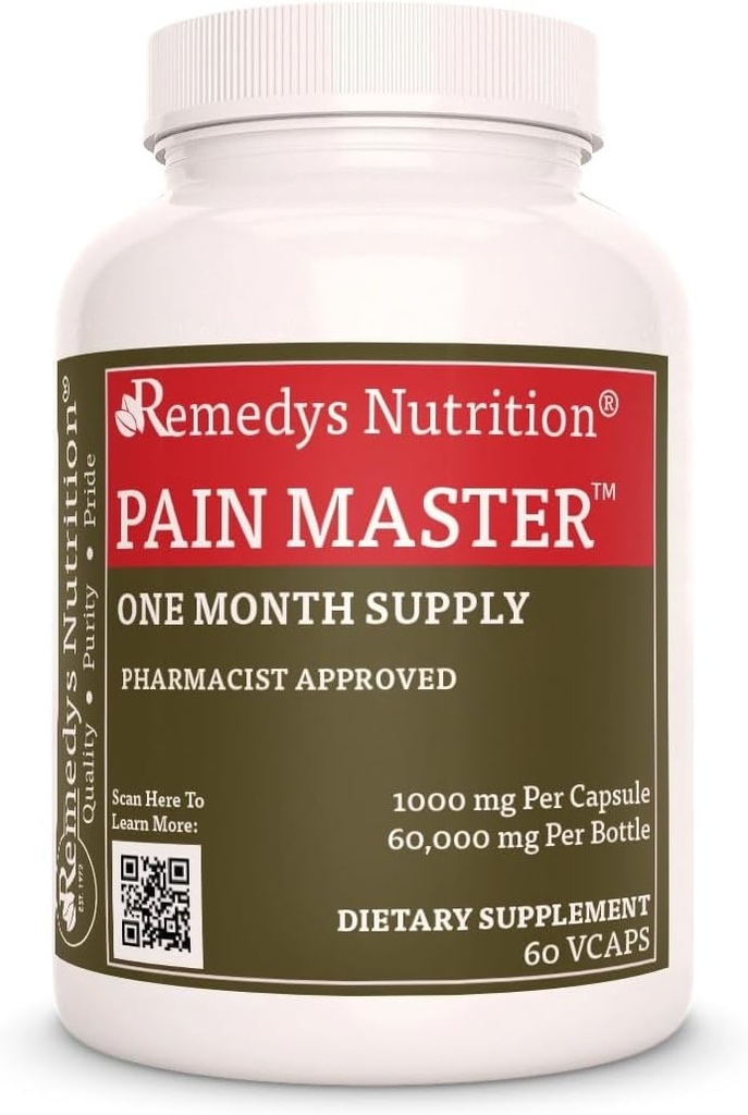 La nutrition de Remedy Pain Master, 1000mg, 60 Capsules végétaliennes supplément alimentaire à base de plantes