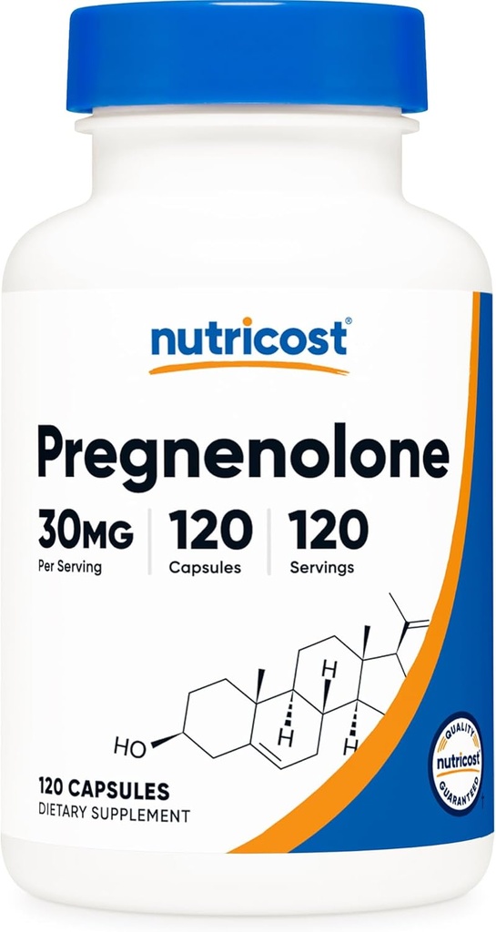 Nutricost Pregnenolone 30mg, 120 Capsules - Non-OGM, Sans gluten, Capsules végétariennes