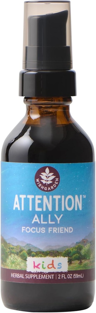 WishGarden Herbs Attention Ally - Plant-Based Herbal Focus, Attention, Calme et Supplément Concentration avec Gotu Kola Nettle & Passionflower, soutient la messagerie Neural Optimal et Nourrissement Cerveau, 2oz