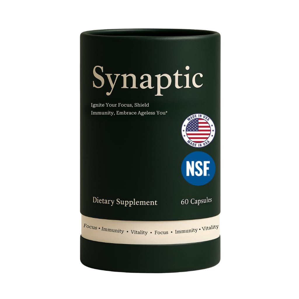 Lion synaptique Supplément de champignons de la Mane – Soutien immunitaire, Relief du cerveau, Antivieillissement, Concentrage calmaire et Longévité cellulaire – Reishi, Shiitake, Maitake – Nootrope tout naturel – Non-OGM, végétalien, sans gluten