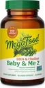 MegaFood Baby & Me 2 Vitamines prénatales pour les femmes, compléments DHA et Choline, DHA liquide et Choline pour le développement du cerveau et des yeux pendant la grossesse, Vegan, 60 capsules (30 portions)