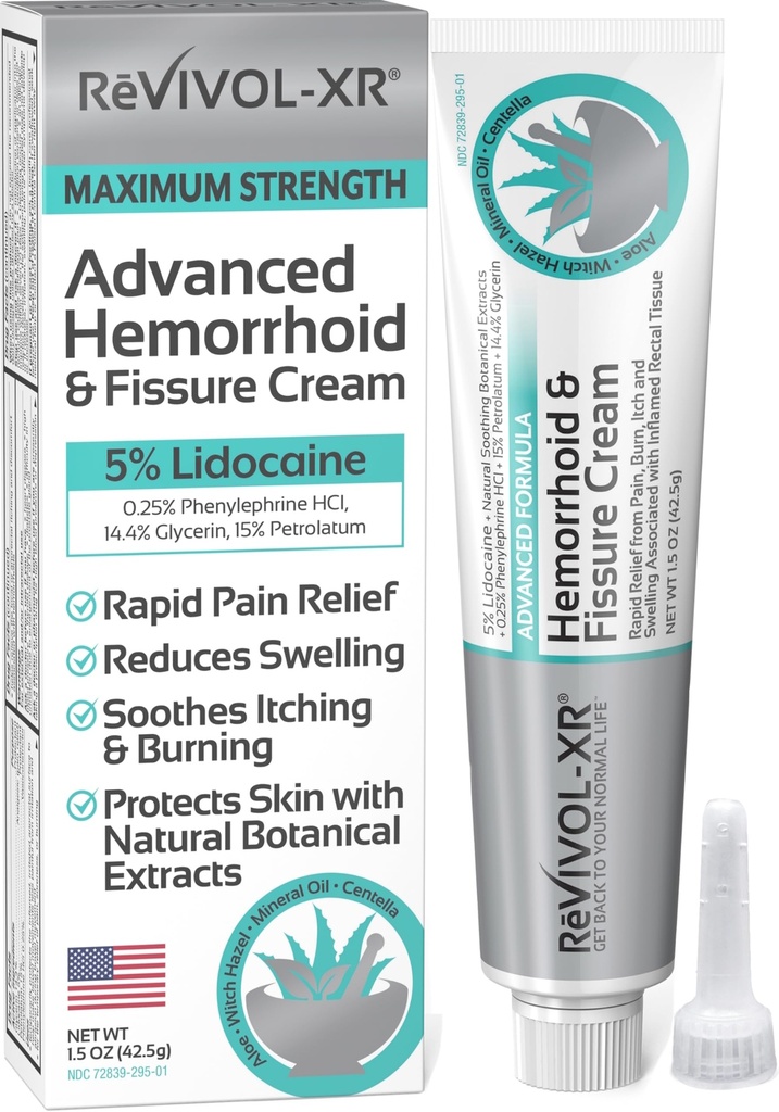 Traitement hémorroïde avancé. 5% Lidocaïne + Rembourrages + Protège la peau + Aloe + Sorcière Hazel + Botaniques, usage externe et interne. Crème OTC la plus complète et fissure, Relief rapide, Fabriqué aux États-Unis.