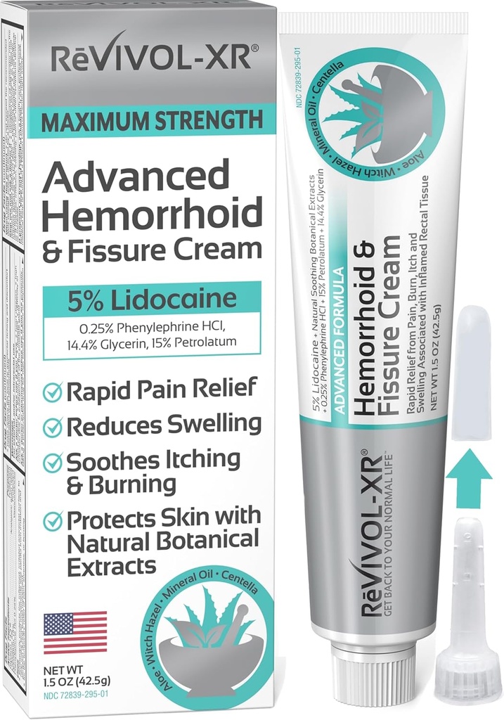 Traitement hémorroïde avancé. 5% Lidocaïne + Rembourrages + Protège la peau + Aloe + Sorcière Hazel + Botaniques, usage externe et interne. Crème OTC la plus complète et fissure, Relief rapide, Fabriqué aux États-Unis.