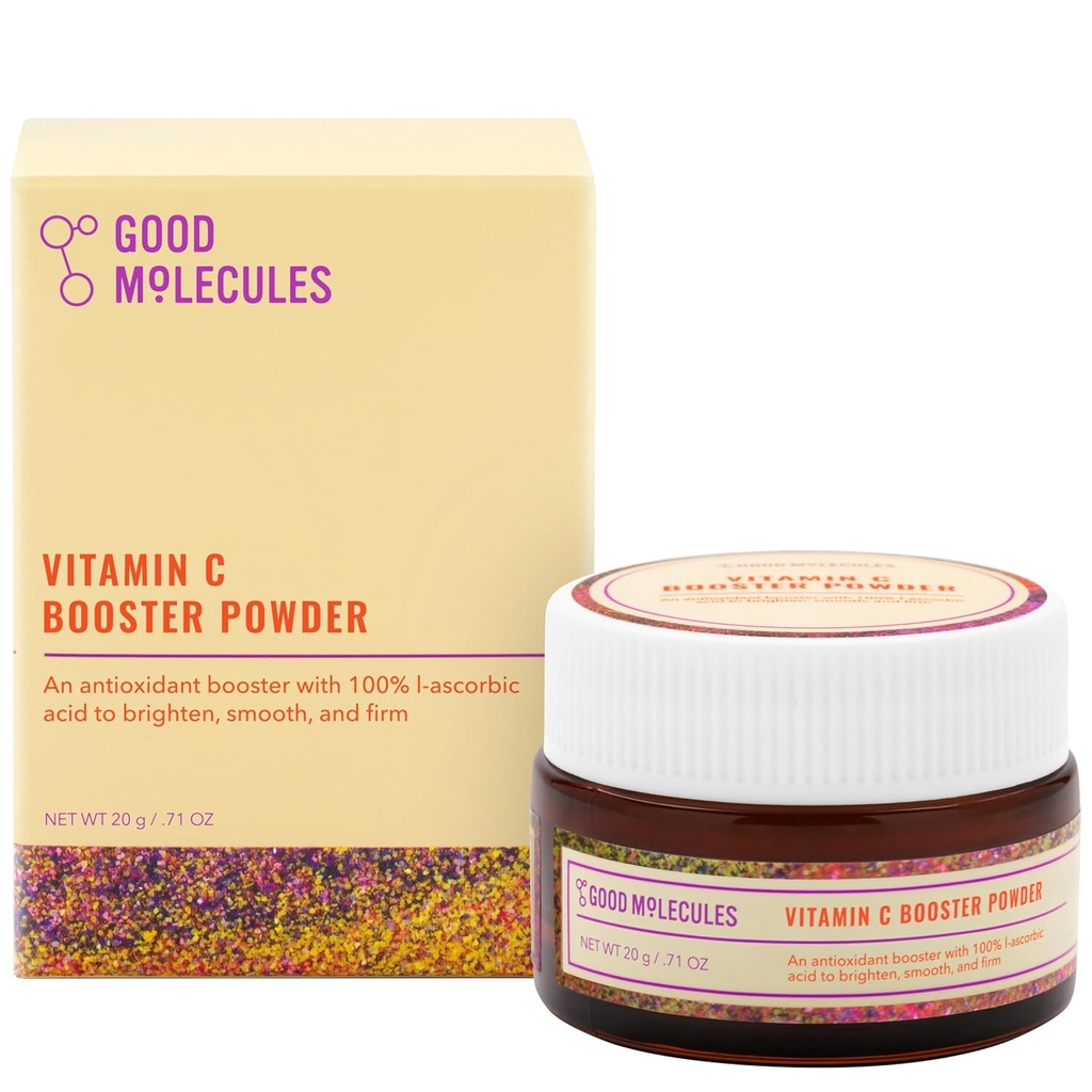 Bonnes molécules Vitamine C Booster Poudre - Acide 100% L-Ascorbique pour la production de collagène - Vitamine C Booster en poudre de sérum visage pour l'anti-vieillissement, soins de la peau