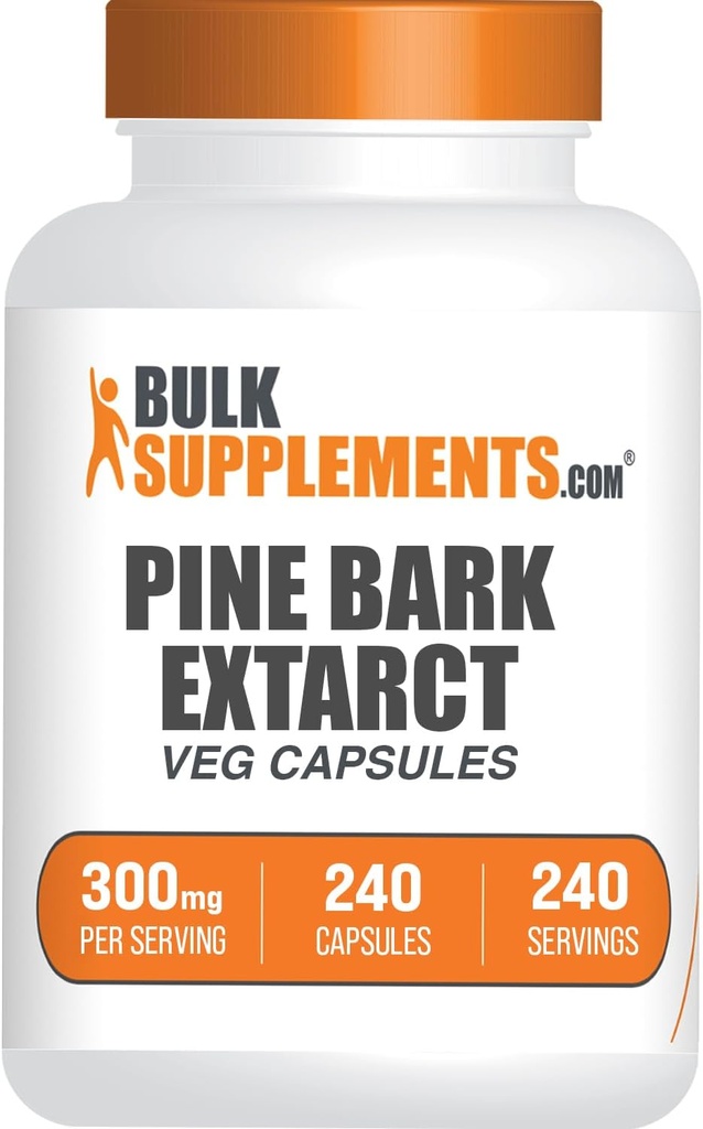 BulkSupplements.com Pine Bark Extract Capsules - Antioxidants Supplement, Pine Bark 300mg - Gluten Free, 1 Capsule per Serving, 240 Count (Pack of 1)