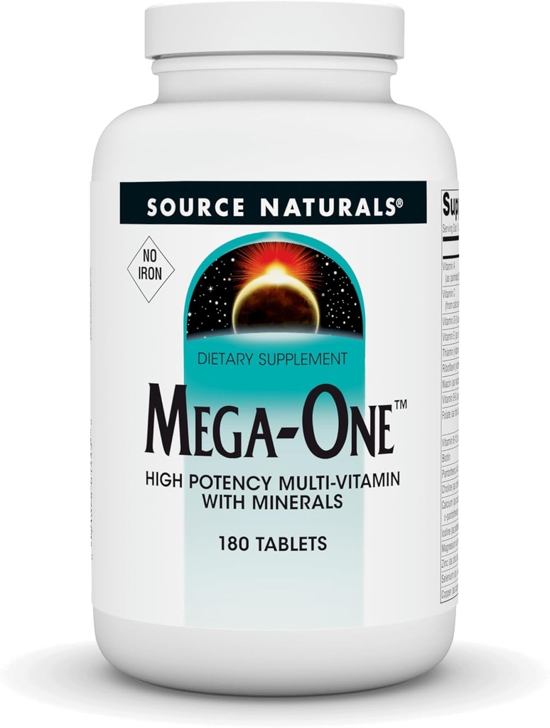 Source Naturals Mega-One Muti-Vitamine avec des minéraux, sans fer - 180 comprimés