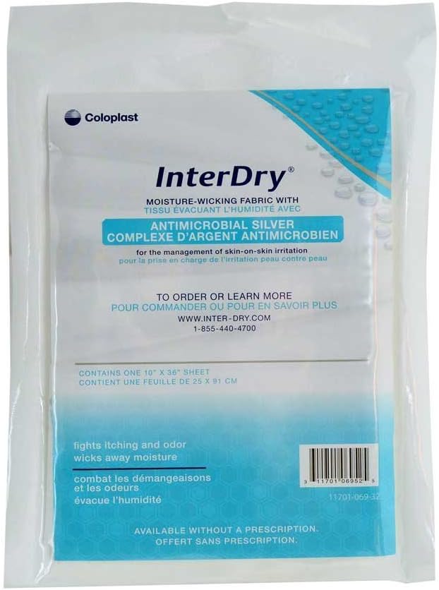 DSS Coloplast InterDry Textile avec complexe d'argent antimicrobien 10" x 36" (1Chacun)