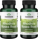 Swanson Rhodiola Rosea Racine - Supplément Adaptogène pour les herbes Promouvoir l'équilibre de l'humeur et le soutien du stress - Formule naturelle pour le soutien énergétique - (100 capsules, 400mg chacune) (2 pack)