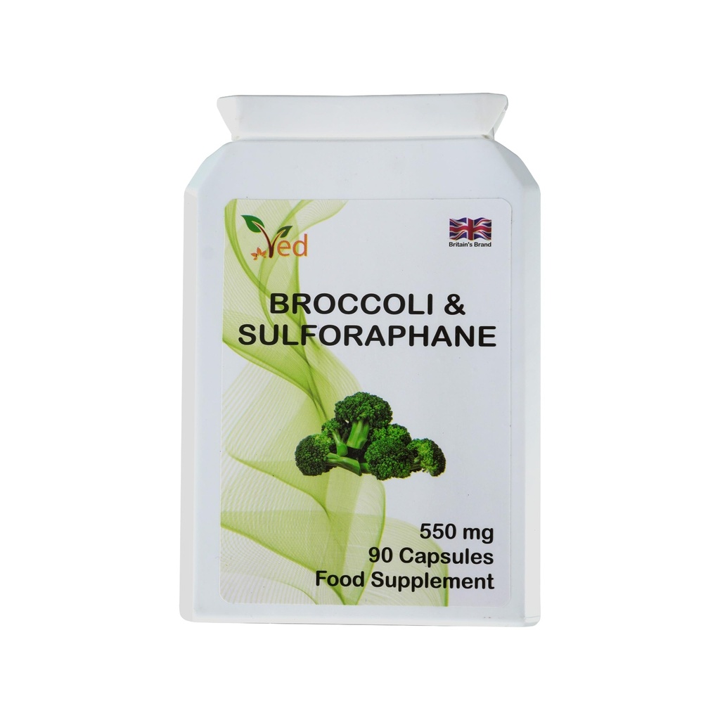 Ved Broccoli Sulforaphane, Broccoli Powder Rich in Vitamins and Minerals, 550 mg 90 Capsules (45 Days supplys)