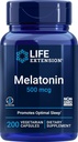 Prolongation de vie Melatonine, 500 mcg – favorise doucement le sommeil, la faible dose, la taille de la valeur – non-OGM, sans gluten, végétarien – 200 capsules