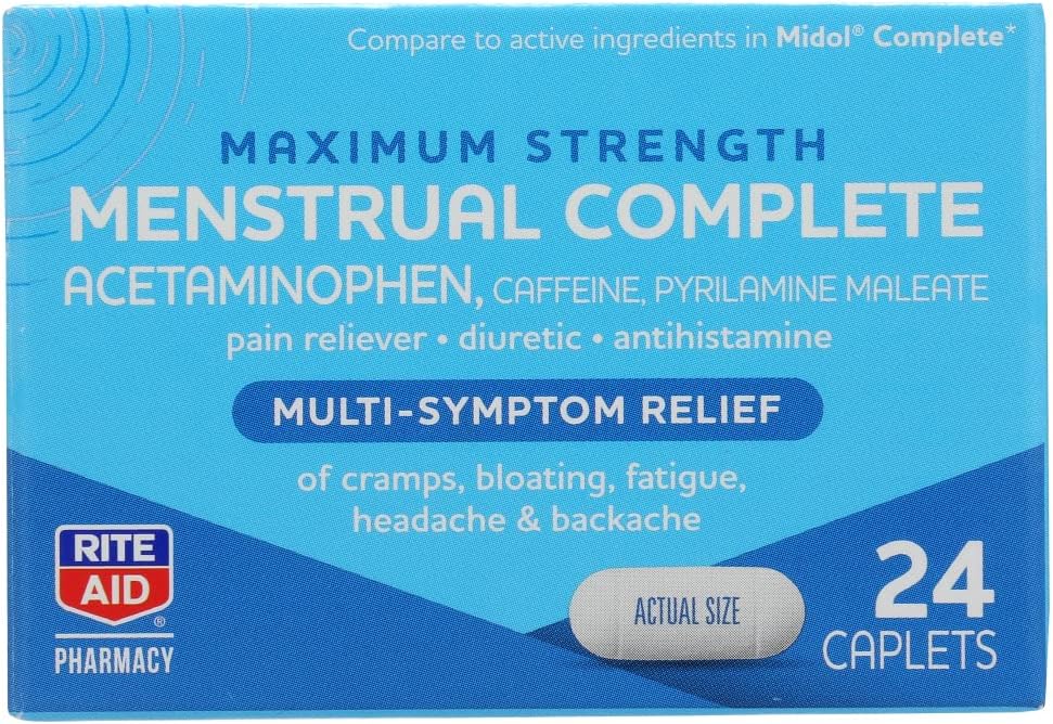 Aid au rite, Caplets de soulagement multisymptômes menstruels en pharmacie
