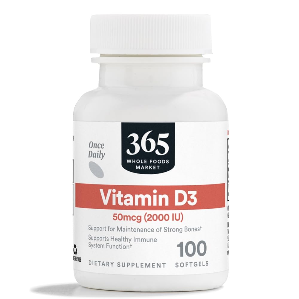 365 par marché des aliments entiers, vitamine D3 softgels, 2000 UI, 100 CT