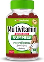 Gommies multivitamines de la Dre Stephanie - sans sucre avec prébiotiques et probiotiques - soutien quotidien pour les yeux, les reins, le foie, le coeur et la santé digestive - mélange d'arôme de baie