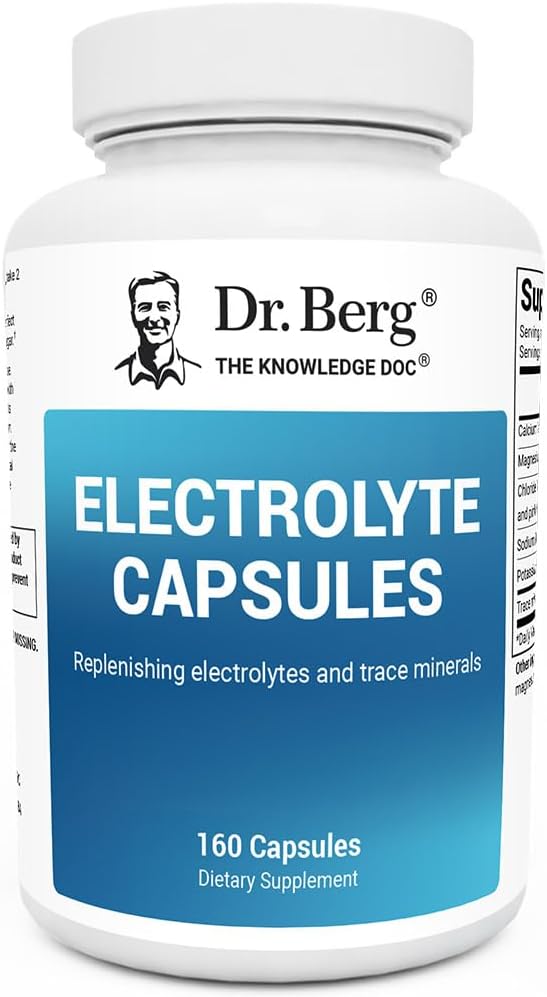 Dr Berg Capsules d'électrolyte - Suppléments d'électrolyte pour soutenir l'énergie, l'endurance et l'hydratation - sans sucre, sans maltodextrine, céto - 160 capsules
