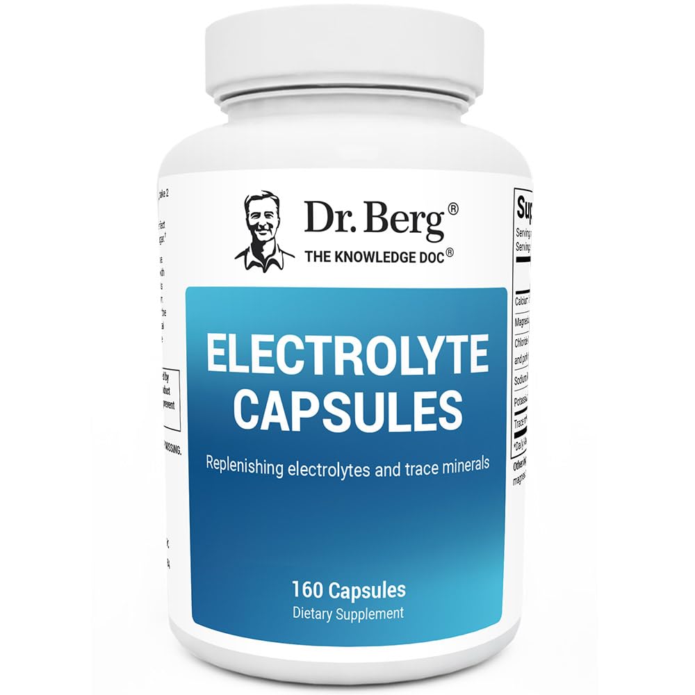 Dr. Berg Electrolyte Capsules - Electrolyte Supplements for Supporting Energy, Endurance, and Hydration - Sugar Free, No Maltodextrin, Keto Friendly - 160 Caps