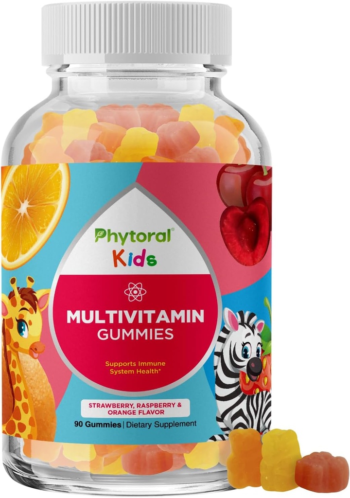 Vitamines Phytorales pour enfants Multivitamines Gummy Chewable - Vitamines Gummy pour les enfants pour l'humeur Soutenir l'énergie naturelle Boost et le soutien immunitaire pour - Gummées immunitaires et Multivitamines naturelles