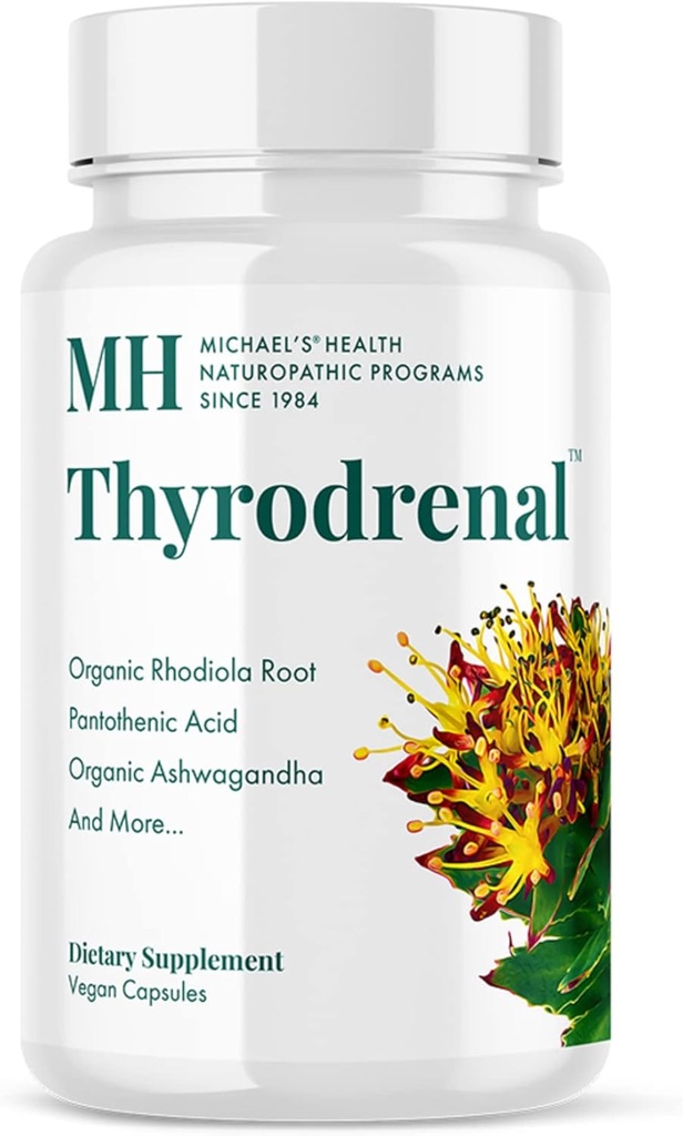 Santé de MICHAEL Programmes naturopathiques Thyrodrénal - 120 capsules véganes - soutient la santé thyroïde et adrénale - avec la vitamine C - 60 portions