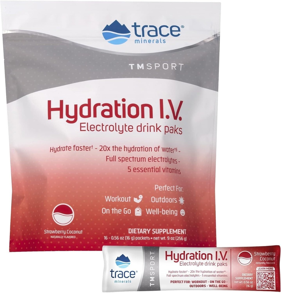 Trace Minerals (en anglais seulement) Hydratation I.V. Electrolytes Powder Packets (en anglais seulement) Recovery Full Spectrum Mineral Mix for Rapid Rehydrating, Natural Energy and Muscle Stamina (en anglais seulement)