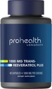 ProHealth Resveratrol 1000mg | Pure Trans-Resveratrol | Plus Quercetin, Red Wine & Green Tea Extract | Clinically Studied to Support Cellular Health, Memory, Healthy Aging | 60 Capsules