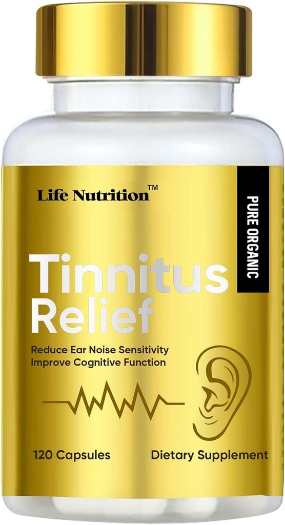 Life Nutrition 1200MG Acouphène Relief pour les oreilles qui sonnent, OTC Flavonoïde Oreille Santé Vitamines, Bioflavonoïdes et Vitamine C,120 Caplets
