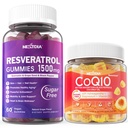Resvératrol sans sucre Gommies 1500mg + CoQ10 200mg 100mg Gommies remplies avec Magnésium Soutien Vieillissement en santé et longévité