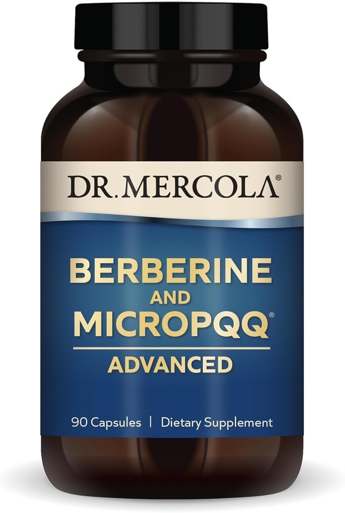 Dr. Mercola Berberine and MircoPQQ Advanced - Offers Metabolic, Mitochondrial, Brain & Immune Support - GMO-Free, Gluten-Free & Soy-Free - 90 Capsules (90 Servings)