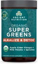 La nutrition ancienne Supergreens Alkalize & Detox Poudre, Bio Superfood Poudre à base de fruits, légumes et herbes, pour le soutien digestif et énergétique, 25 portions, 7,5oz