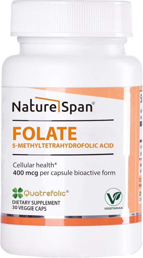 Acide actif 6S-5-méthyltétrahydrofolique-400 mcg,Promote Protéines Production, globules rouges Production et prévention des malformations fœtales,30 Caps