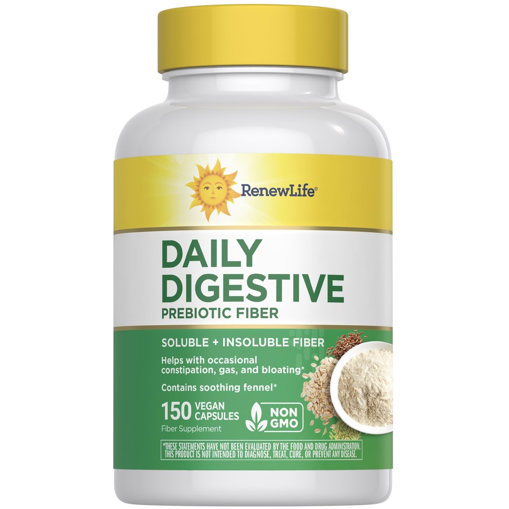 Renouveler la vie adulte quotidien digestif fibre prébiotique, 150 capsules végétariennes (paquetage mai Vary)