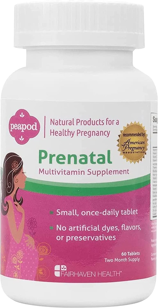 Fairhaven santé Peapod multivitamine prénatale - 1 par jour, Vanille légère Flavor - La grossesse doit avoir pour la santé des femmes et des bébés - Comprend le fer, la vitamine C, et l'acide folique - 2 mois d'approvisionnement
