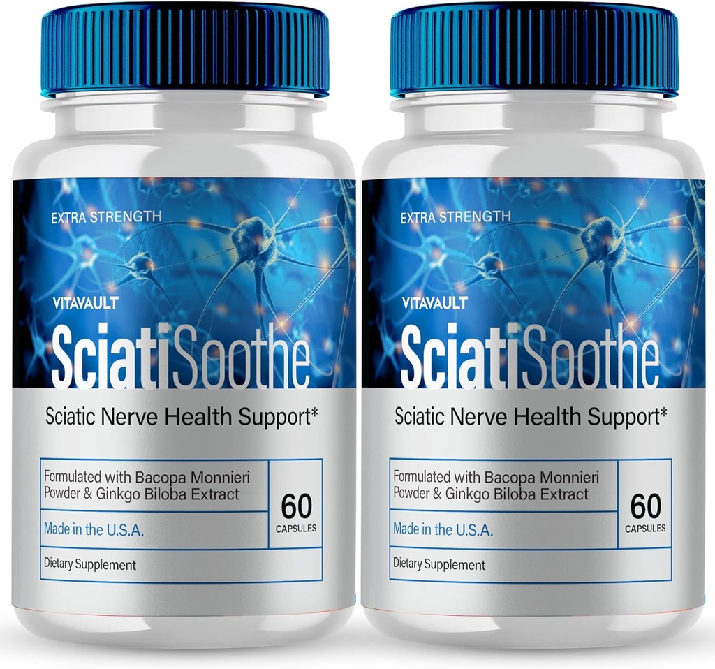 SciatiSoothe pour les capsules Sciatica, Sciati Soothe Nerve Health Support, SciatiSoothe Supplément Formule avancée, pilules de soutien Nerve - Force maximale - SciatiSoothe Reviews (2 Pack)