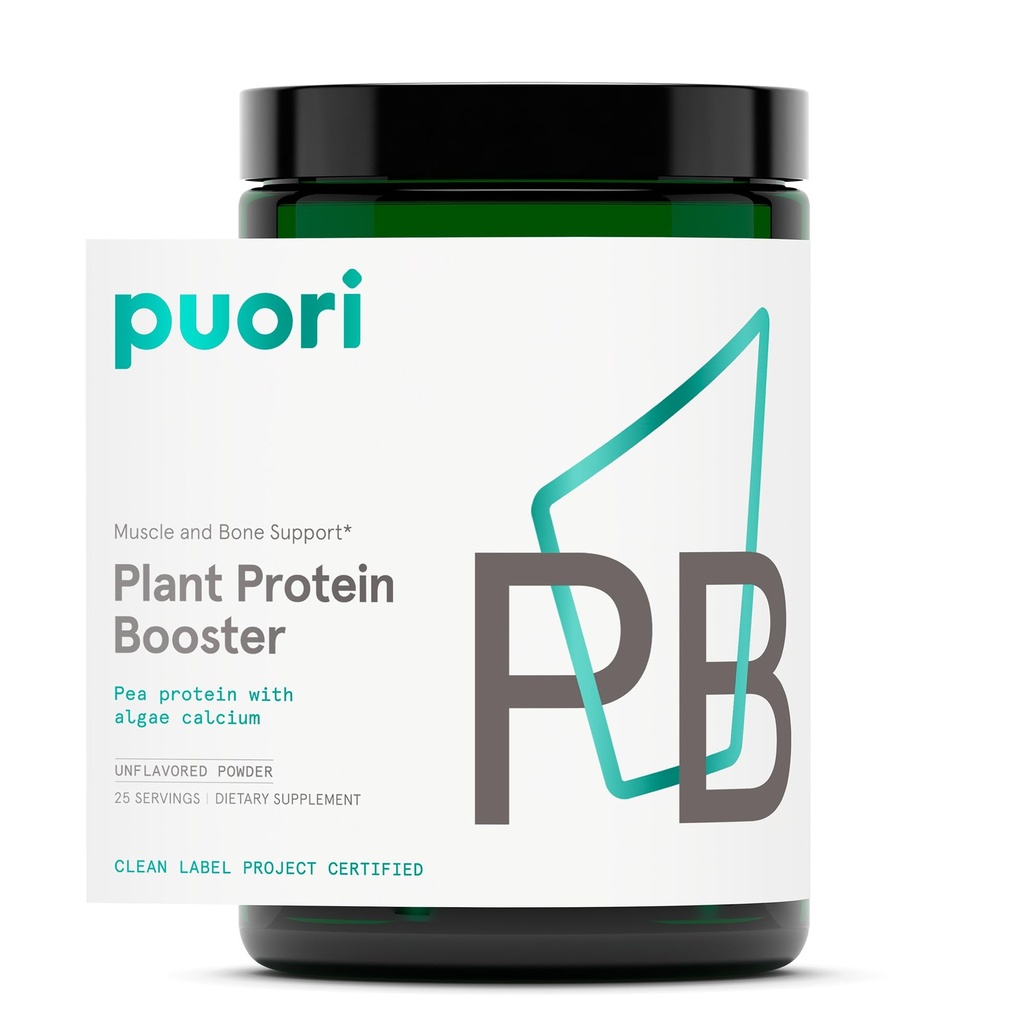 Poudre Puori Vegan Plant Protein Enhancer - 25 portions - Protéine de pois à saveur neutre avec du calcium d'algue pour les acides aminés essentiels - Sans lait, végétarien, non OGM