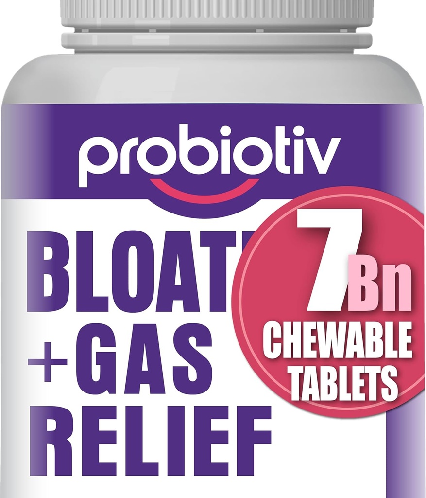Gas & Bloating Support for Women and Men 7 Milliards CFU – Probiotiques à croquer & Lactobacillus Reuteri, enzymes digestives quotidiennes pour le Bloating occasionnel, le confort Gut et la santé digestive